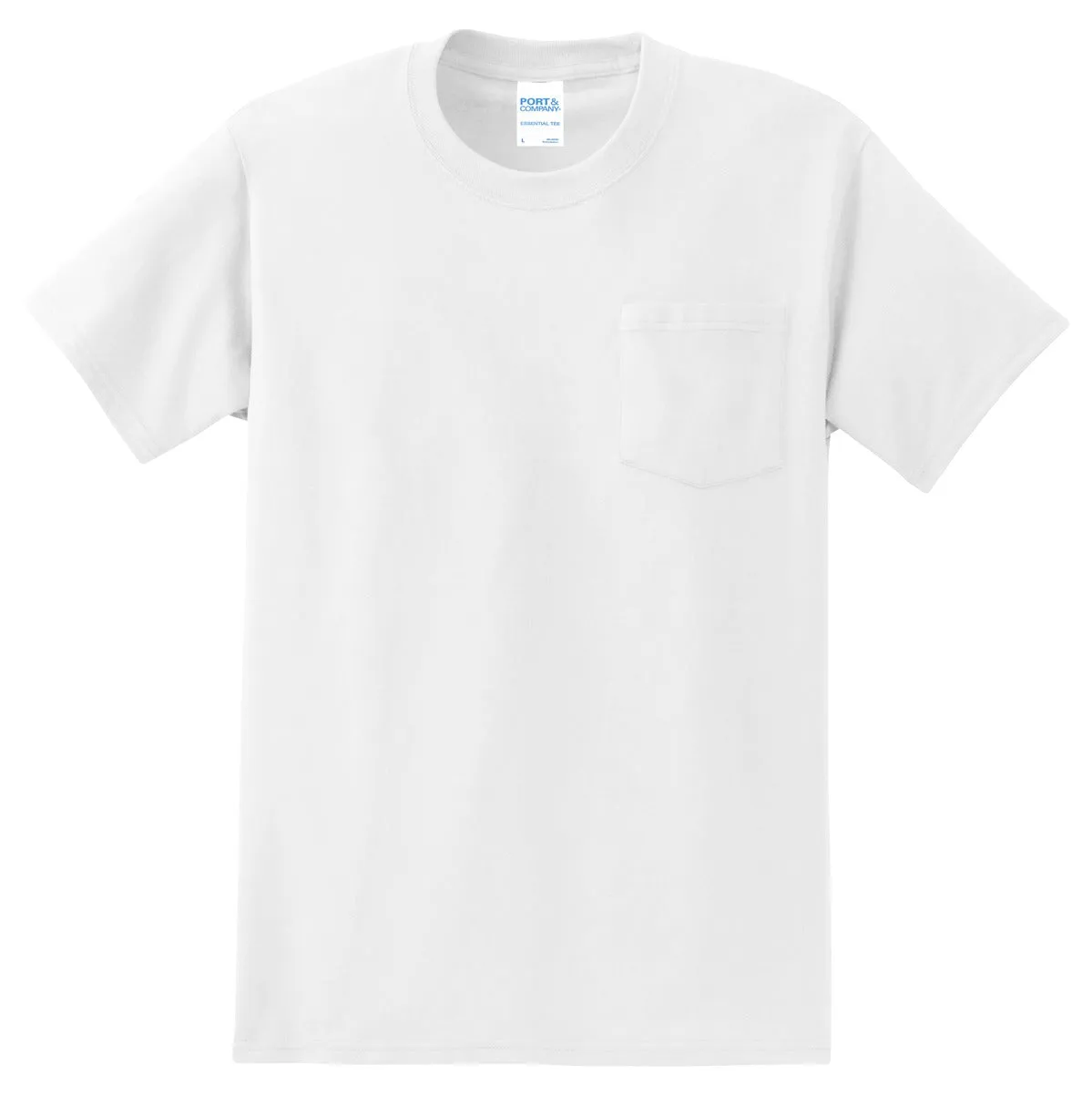 Port & Company Tall Essential Pocket Tee. PC61PT White Tall