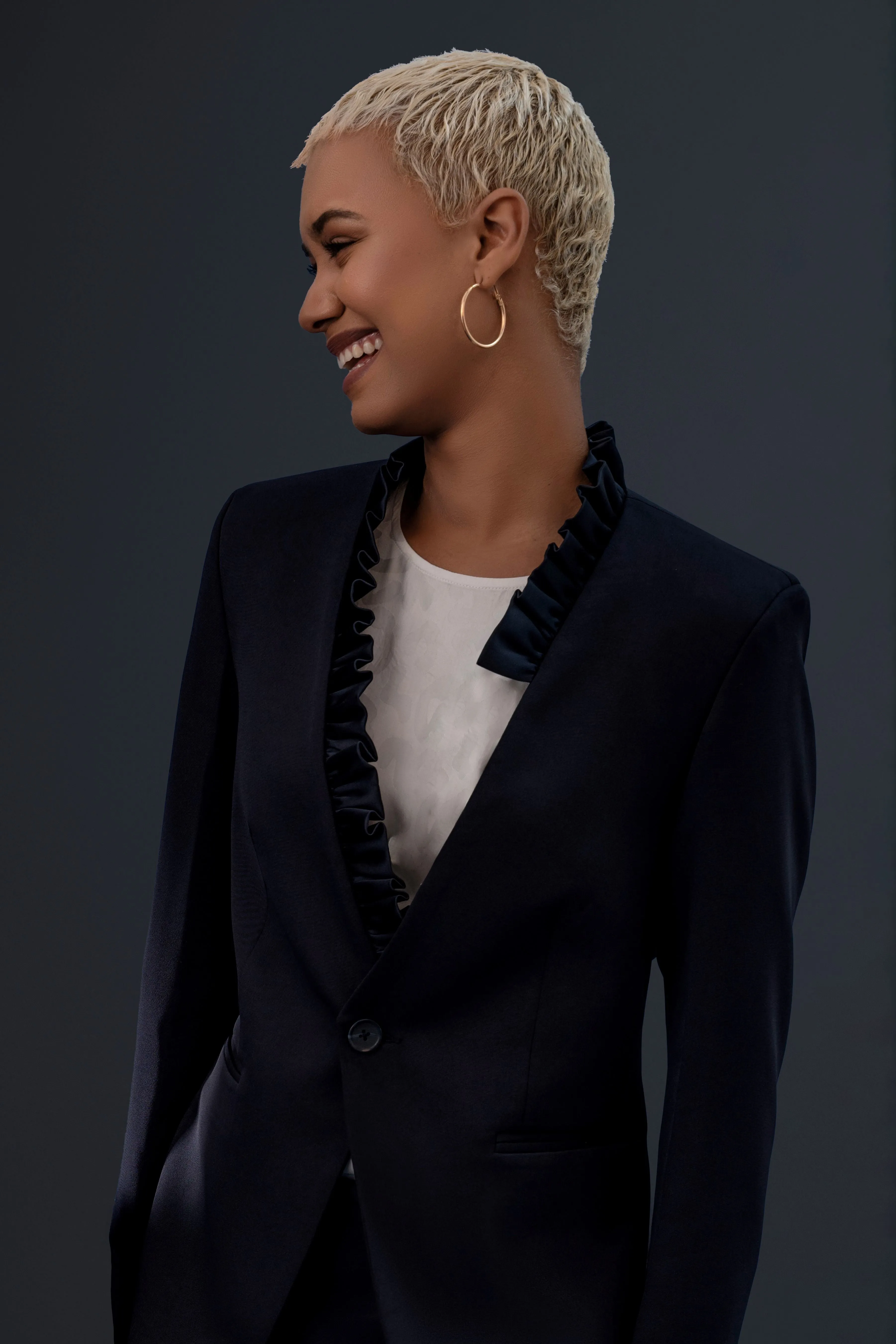 Prodigy Neck Frill detail Crepe Jacket for Women