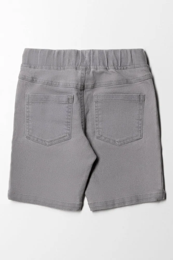 Pull On Denim Shorts Dark Blue