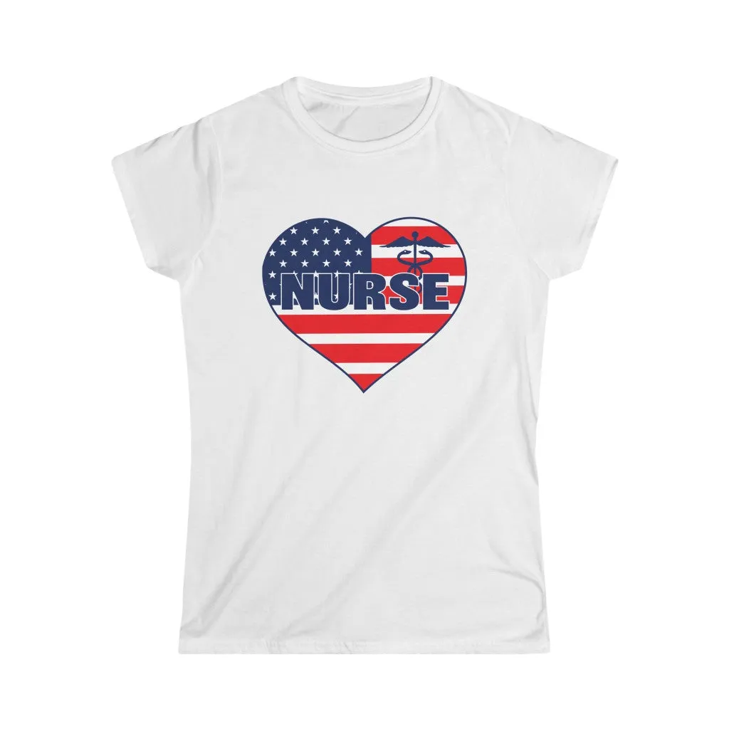 "Nurse" American Flag Heart Women's Tee