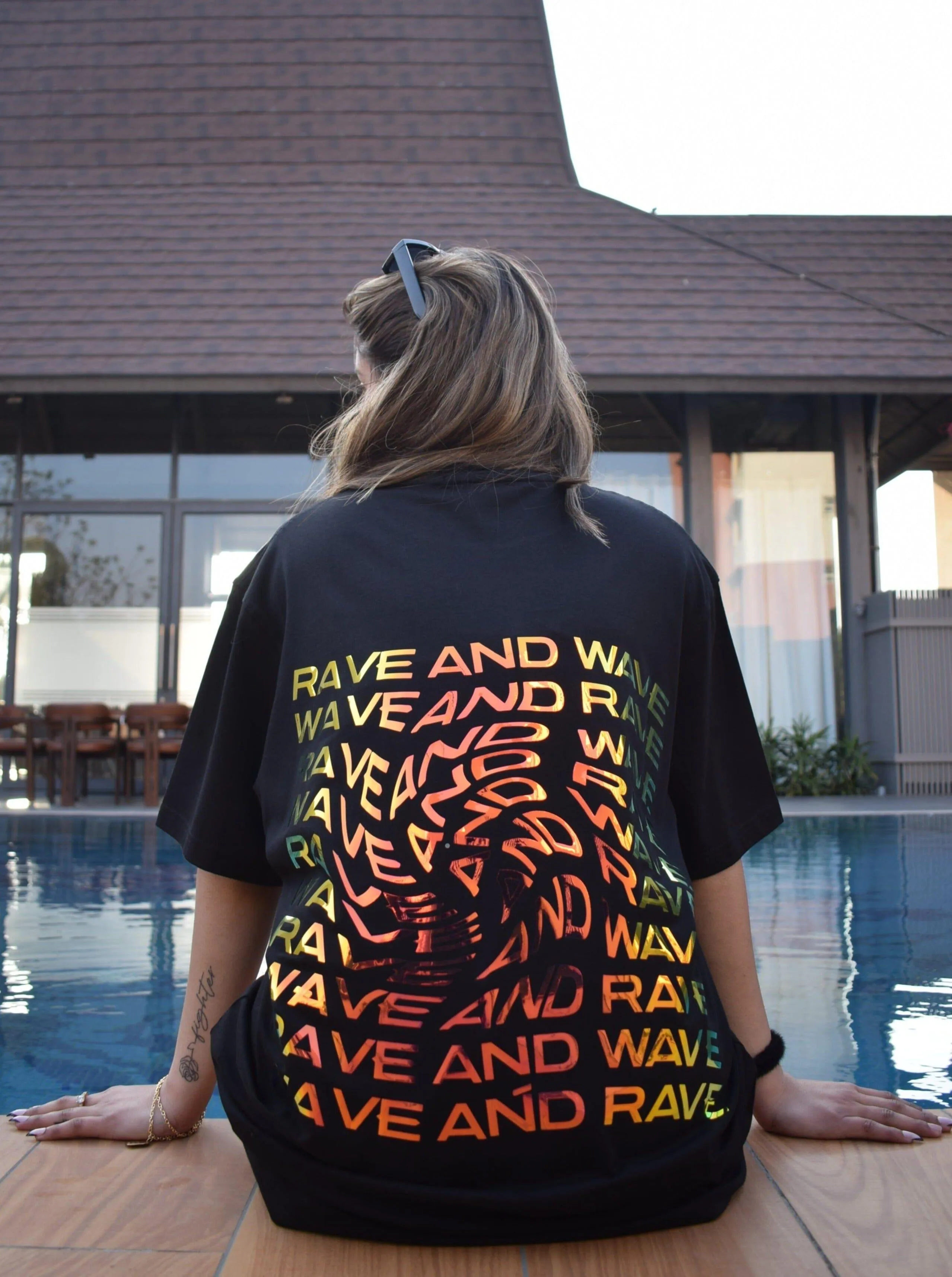 Rave & Wave (Holographic): Burger Bae Drop sleeved Unisex Tee
