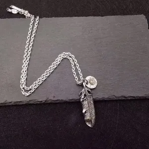 Real Solid 925 Sterling Silver Necklace Pendant Feather Animals Eagle Punk Hip Hop Jewelry 22"-30"