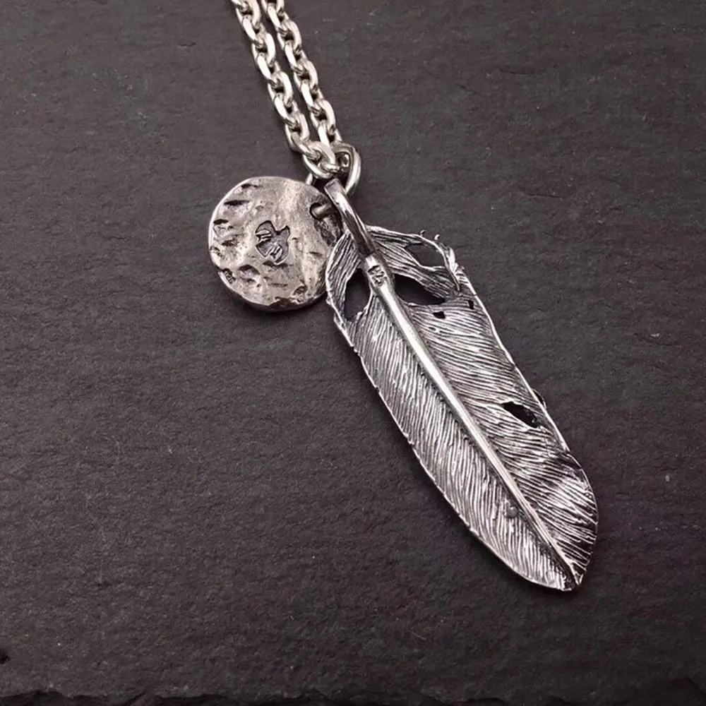 Real Solid 925 Sterling Silver Necklace Pendant Feather Animals Eagle Punk Hip Hop Jewelry 22"-30"