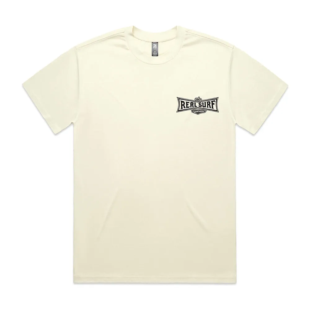 REAL SURF CLASSIC LOGO HEAVY S/SL TEE - BUTTER