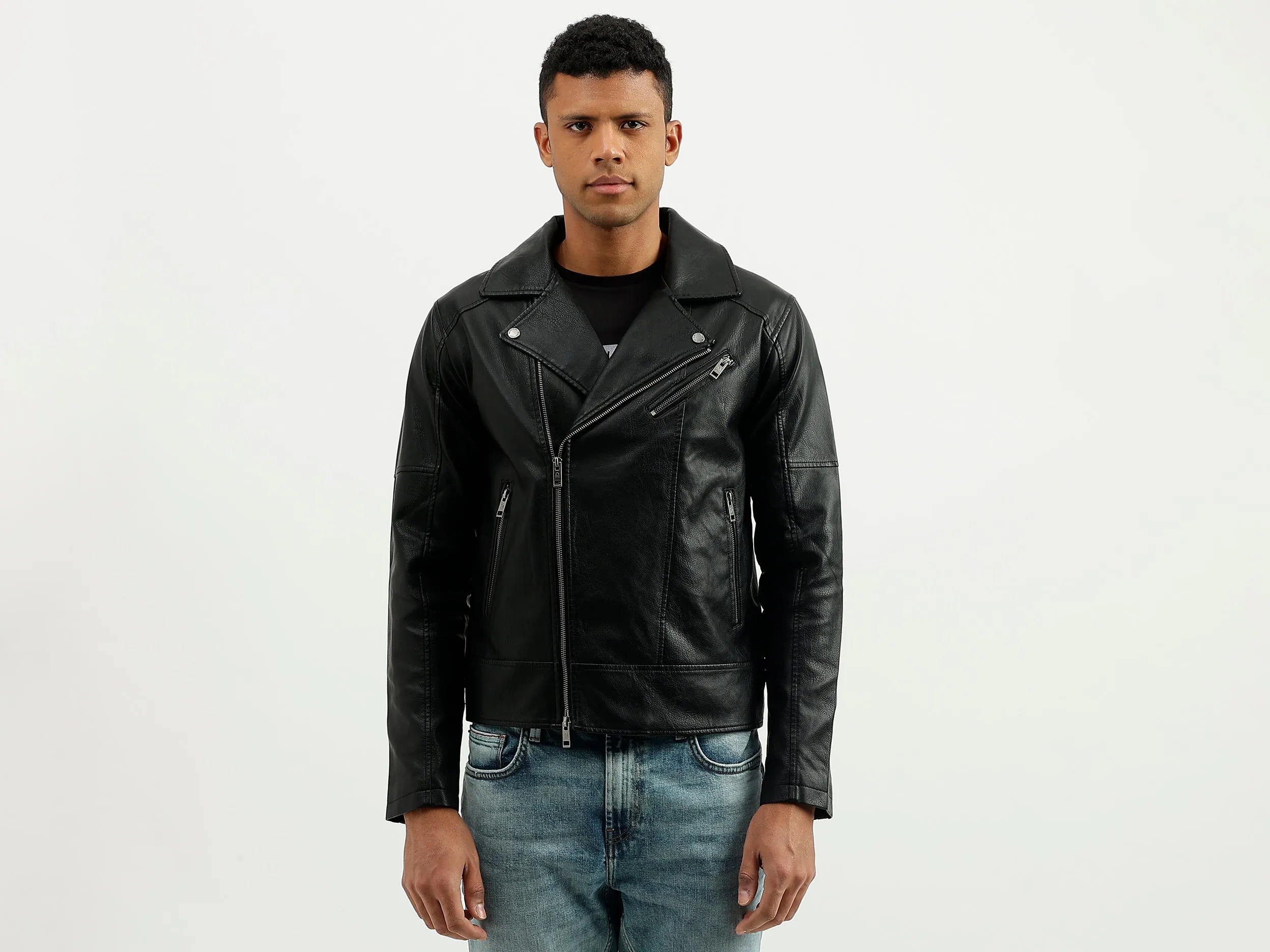Regular Fit Lapel Collar Solid Jacket