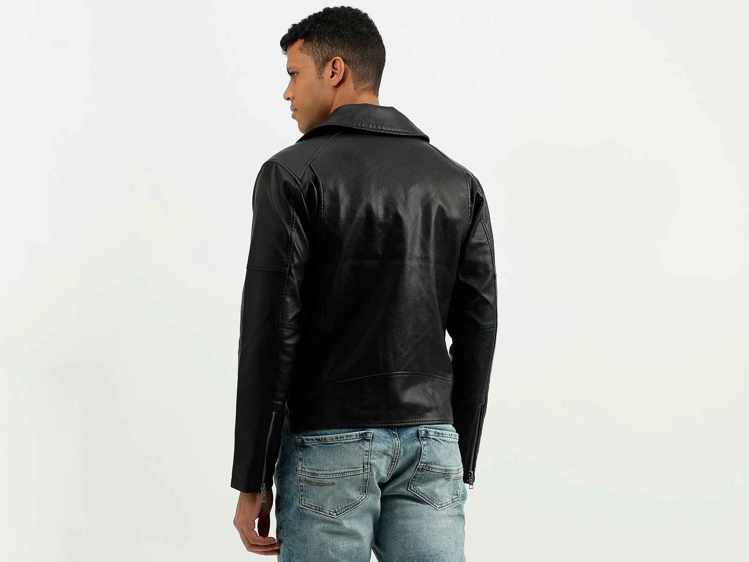 Regular Fit Lapel Collar Solid Jacket