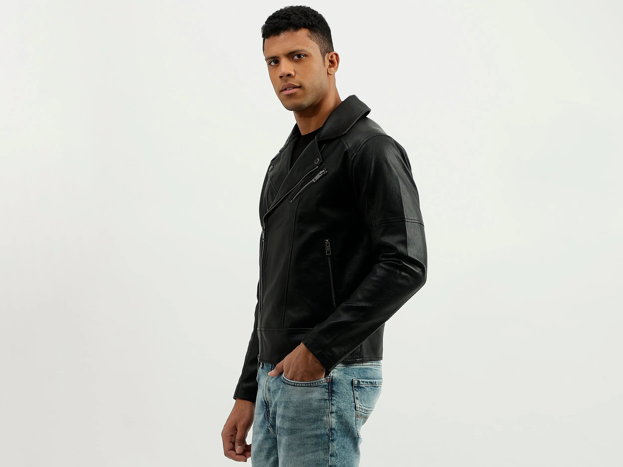 Regular Fit Lapel Collar Solid Jacket