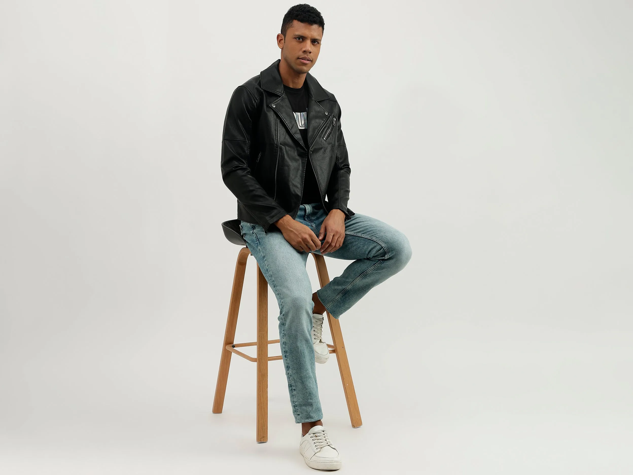 Regular Fit Lapel Collar Solid Jacket