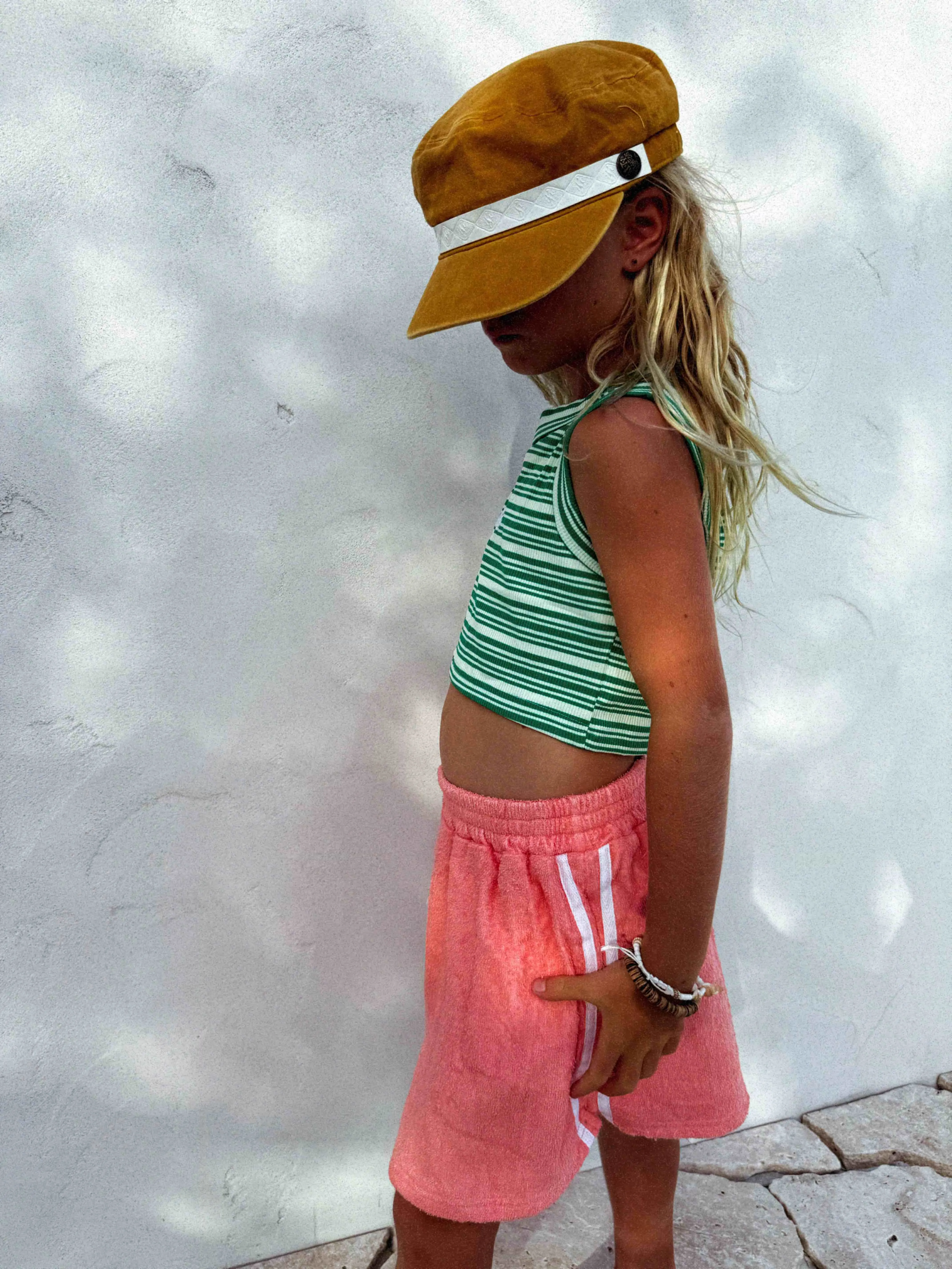 Retro Summer ribbed stripe tank - Mermaids - Green/ white