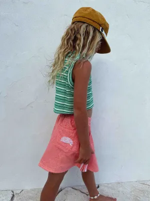 Retro Summer ribbed stripe tank - Mermaids - Green/ white