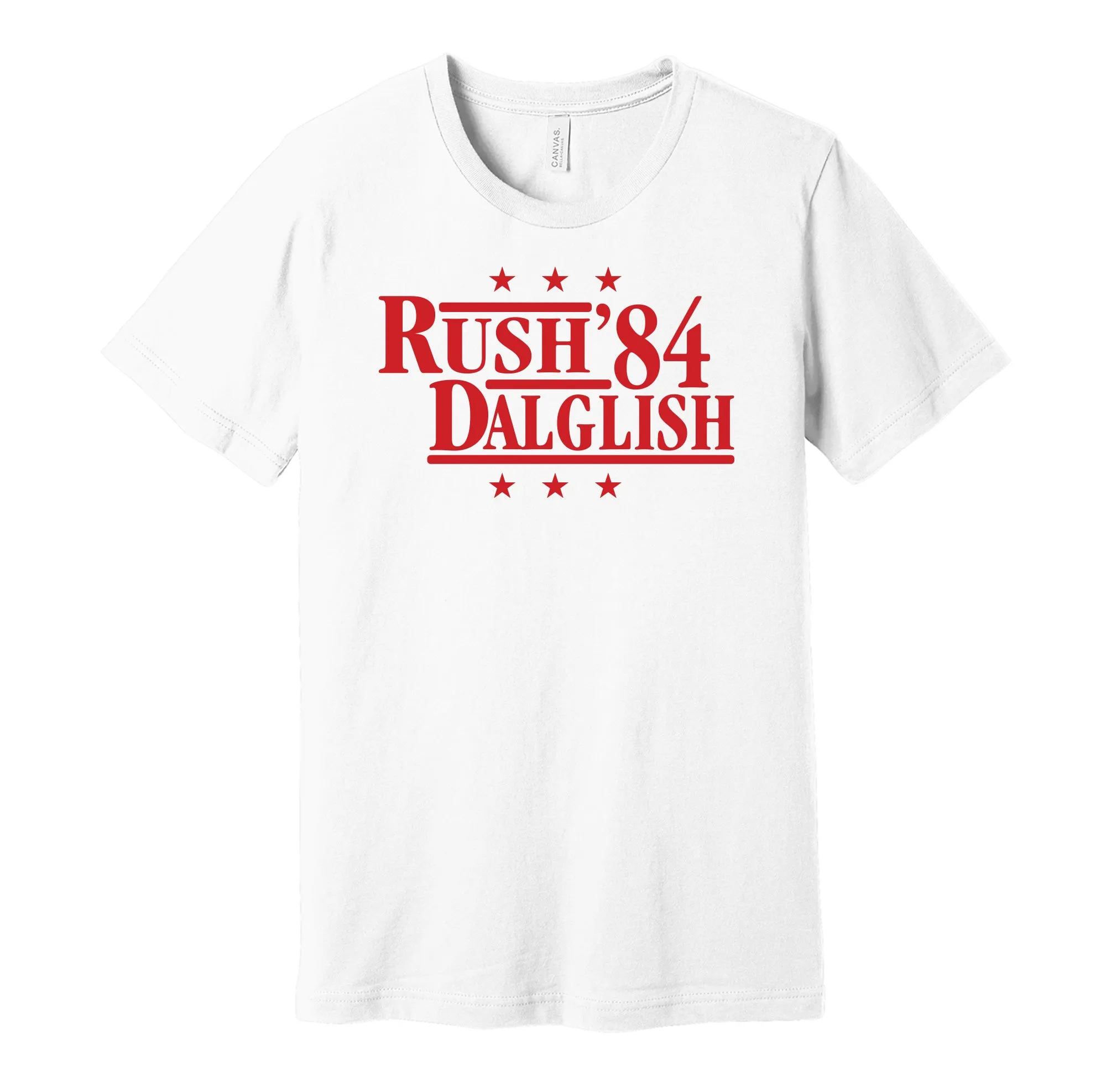 Rush & Dalglish '84 - Liverpool Football Legends Political Campaign Parody T-Shirt - Hyper Than Hype Shirts