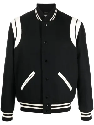 Saint Laurent Teddy Jacket med läderdetaljer