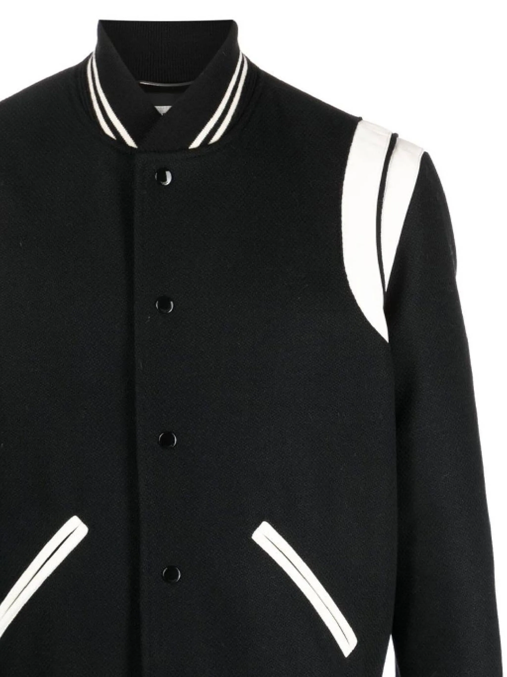 Saint Laurent Teddy Jacket med läderdetaljer