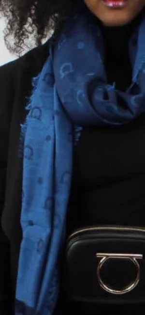 Salvatore Ferragamo Scarf in Gancini Blue