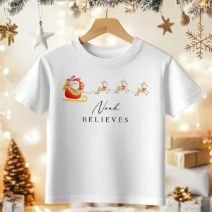 Santa & Reindeers Personalised Toddler & Kids T Shirt
