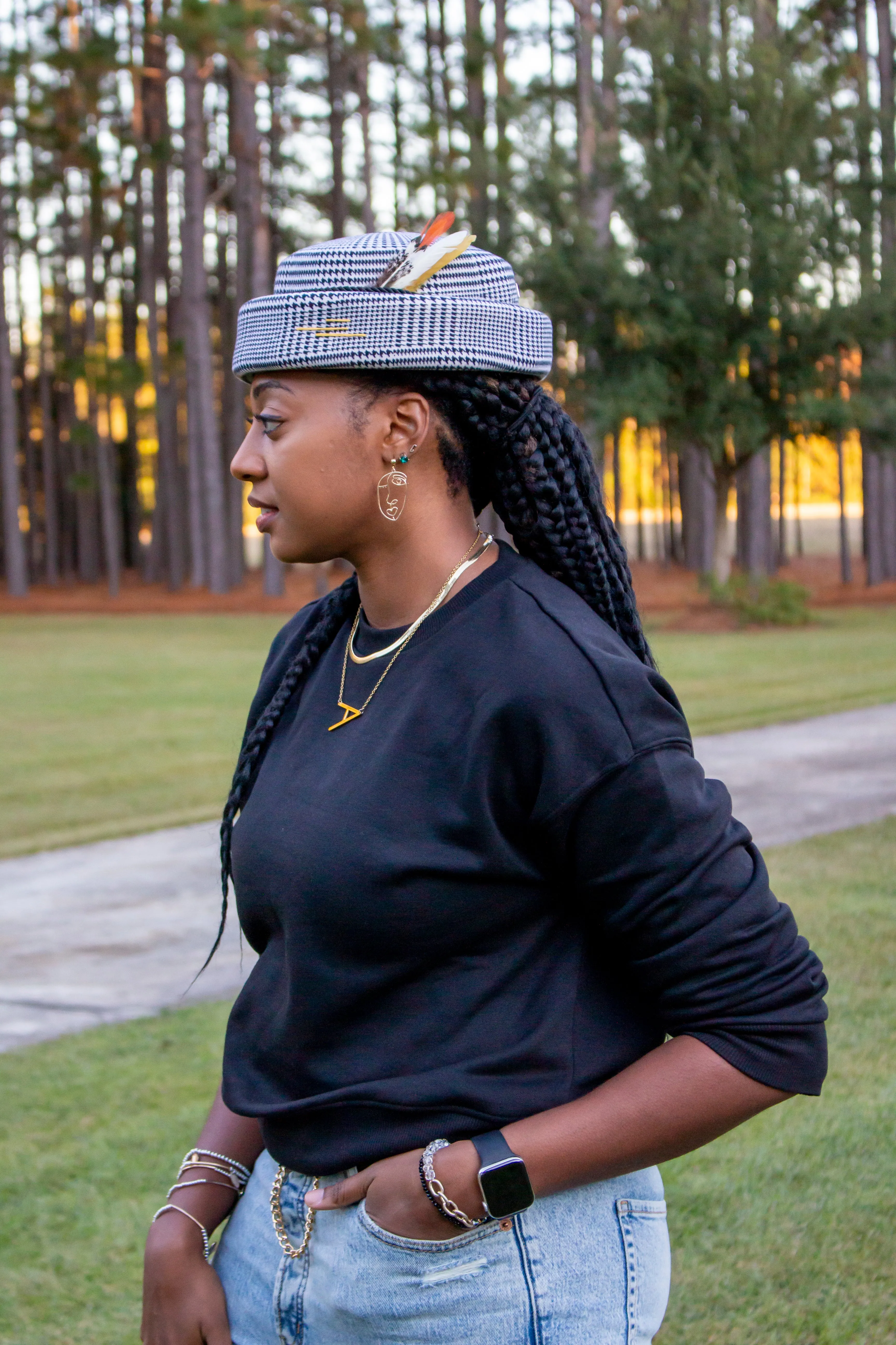 Scottie Brimless Felt Hat - Houndstooth