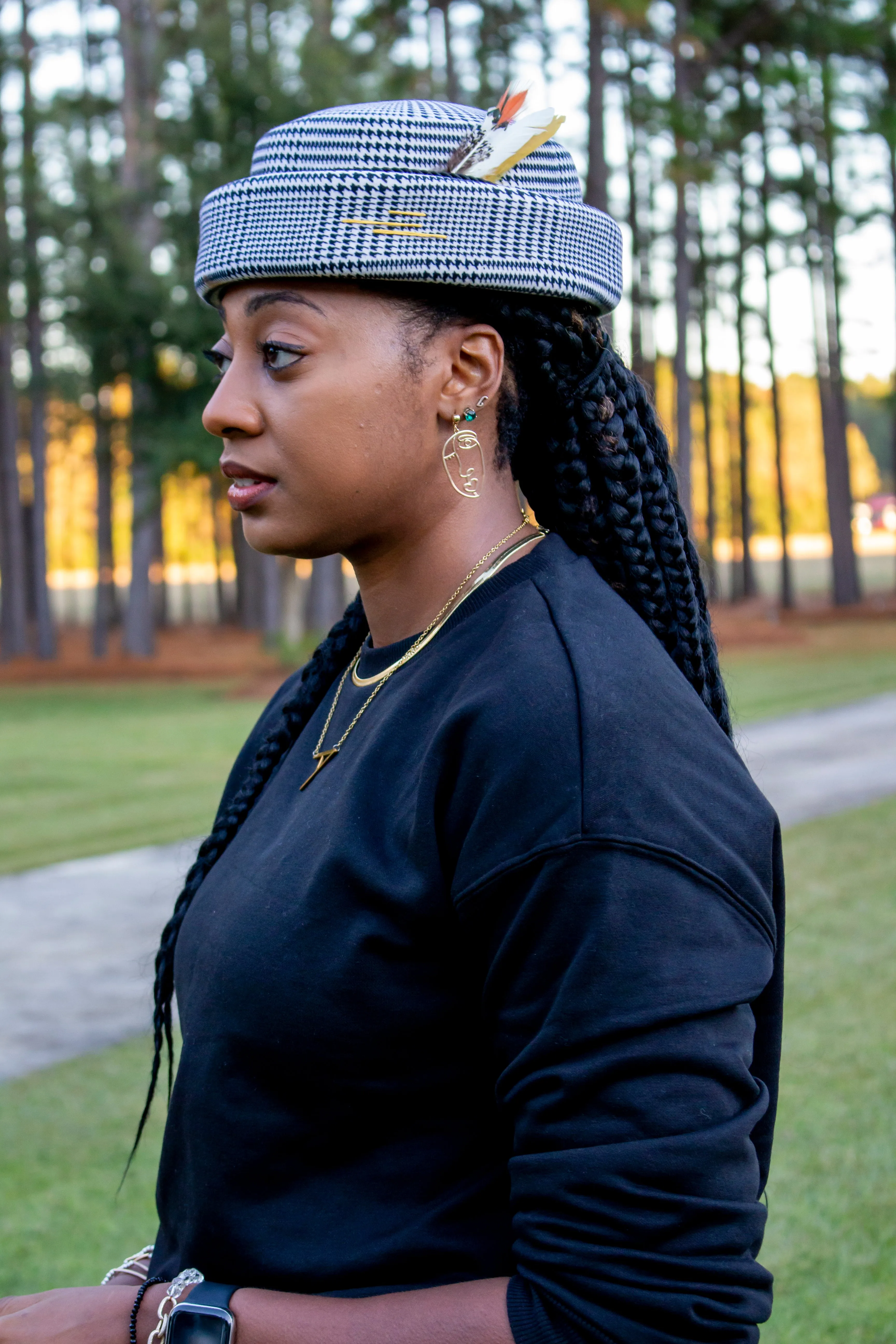 Scottie Brimless Felt Hat - Houndstooth