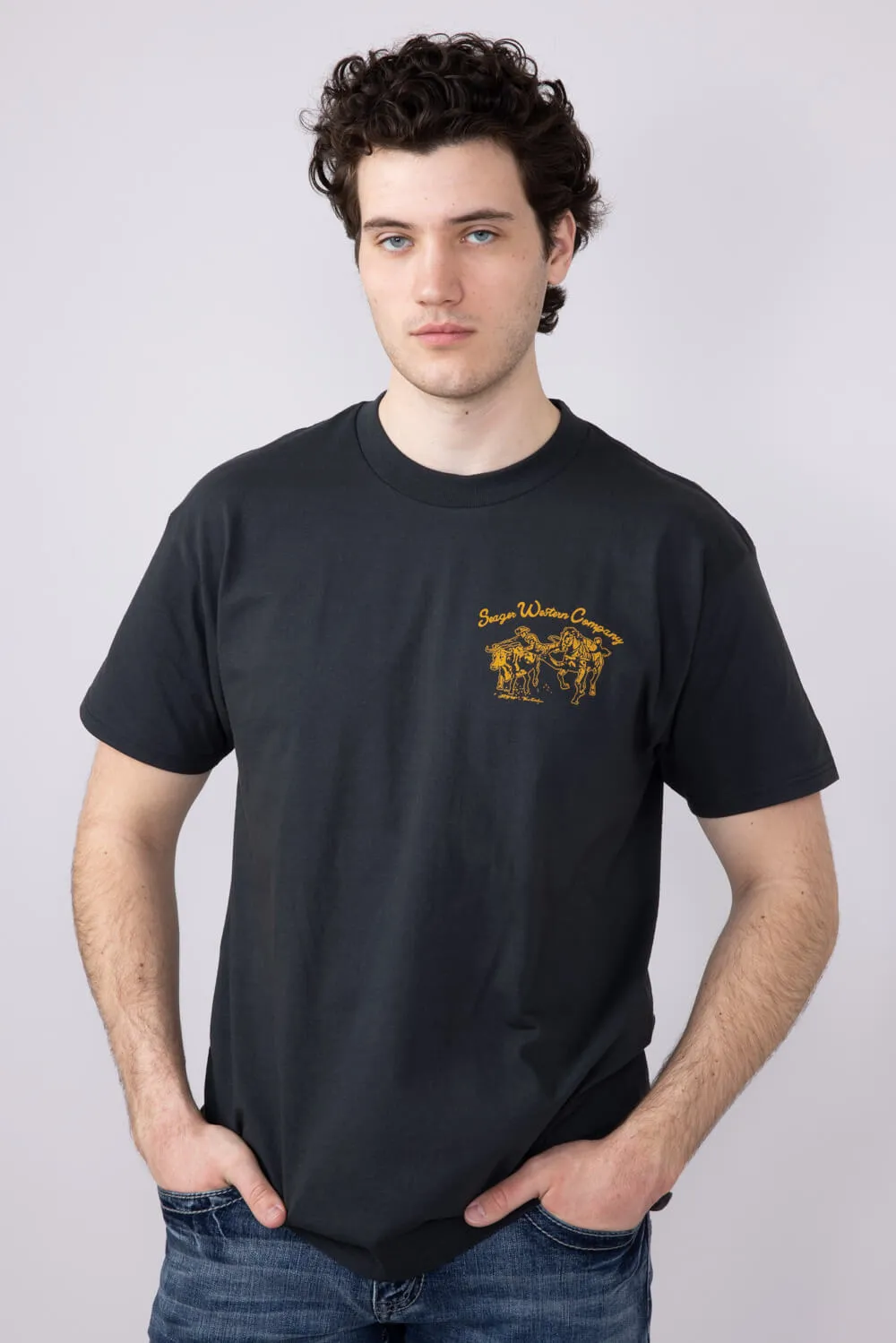 Seager Los Rios Western T-Shirt for Men in Vintage Black | MTSP25LOSRIBLK