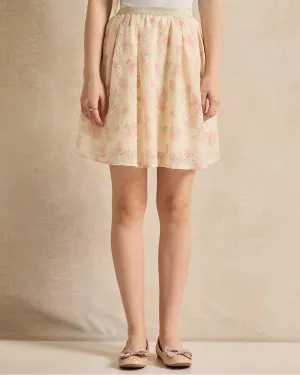 Senior Girls Cream Embellished Skirt