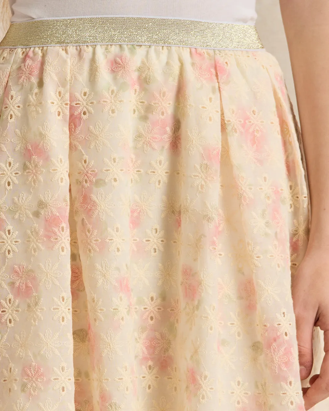 Senior Girls Cream Embellished Skirt