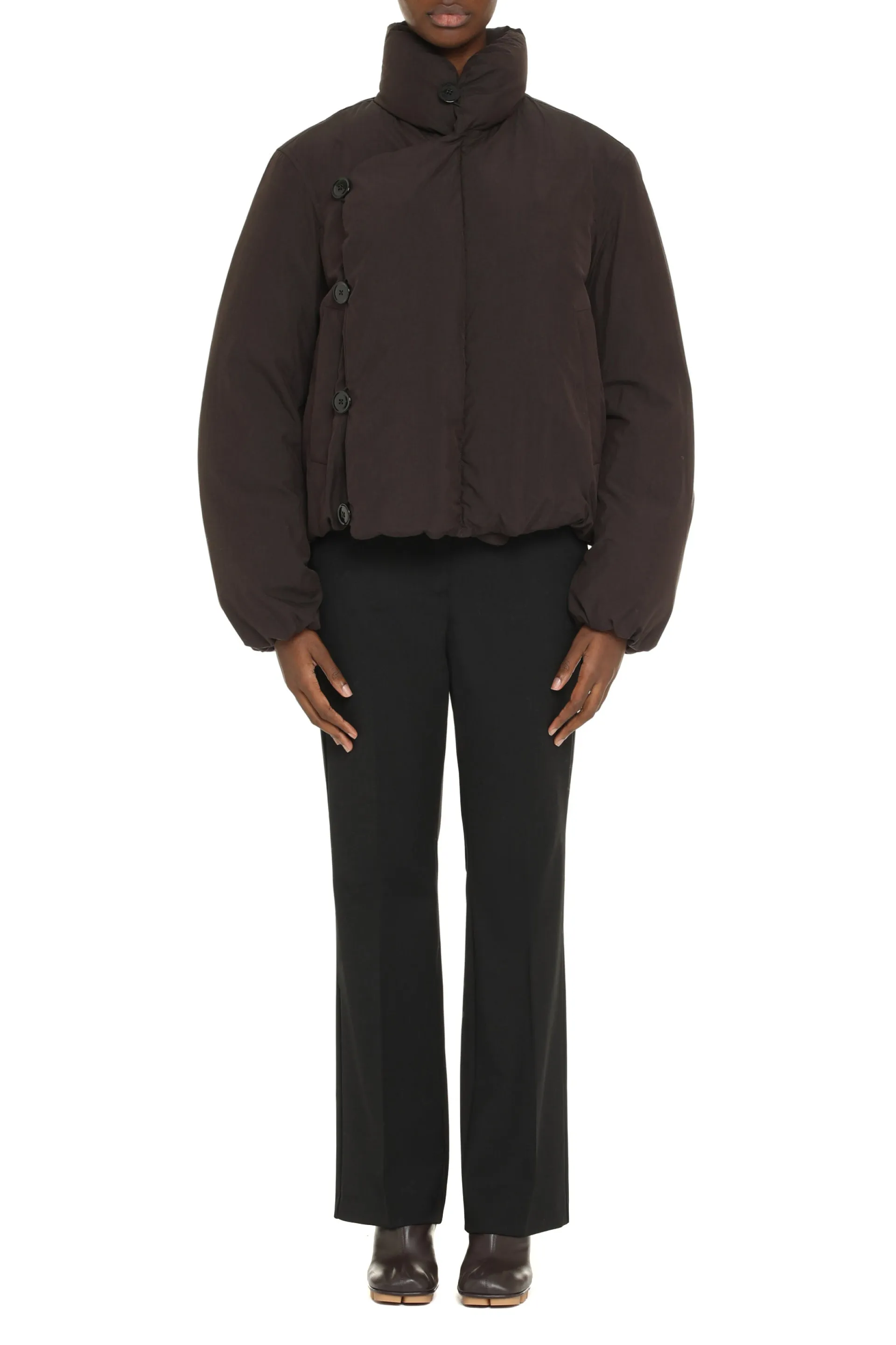 short down jacket Gathered techno fabric down jacket