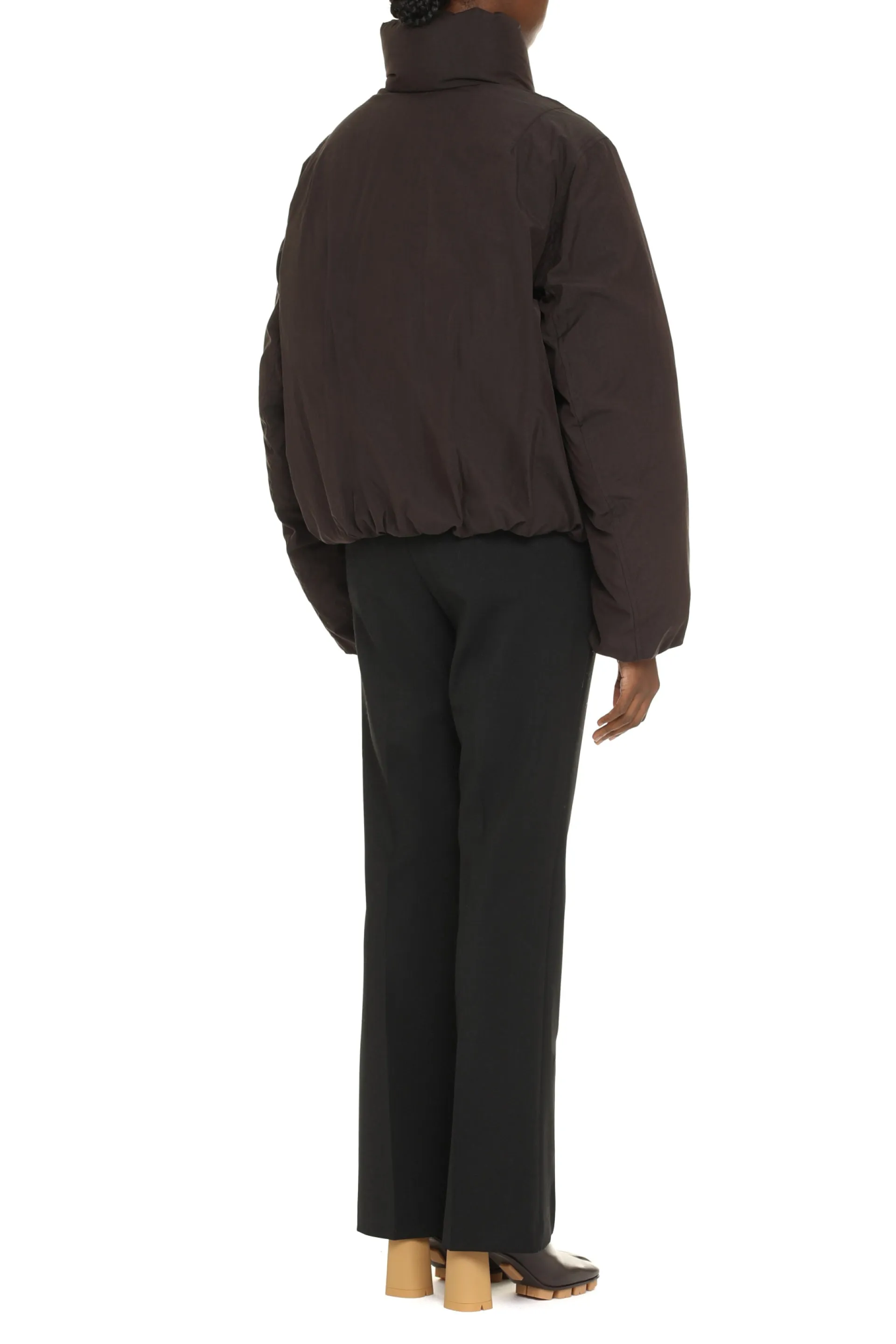 short down jacket Gathered techno fabric down jacket