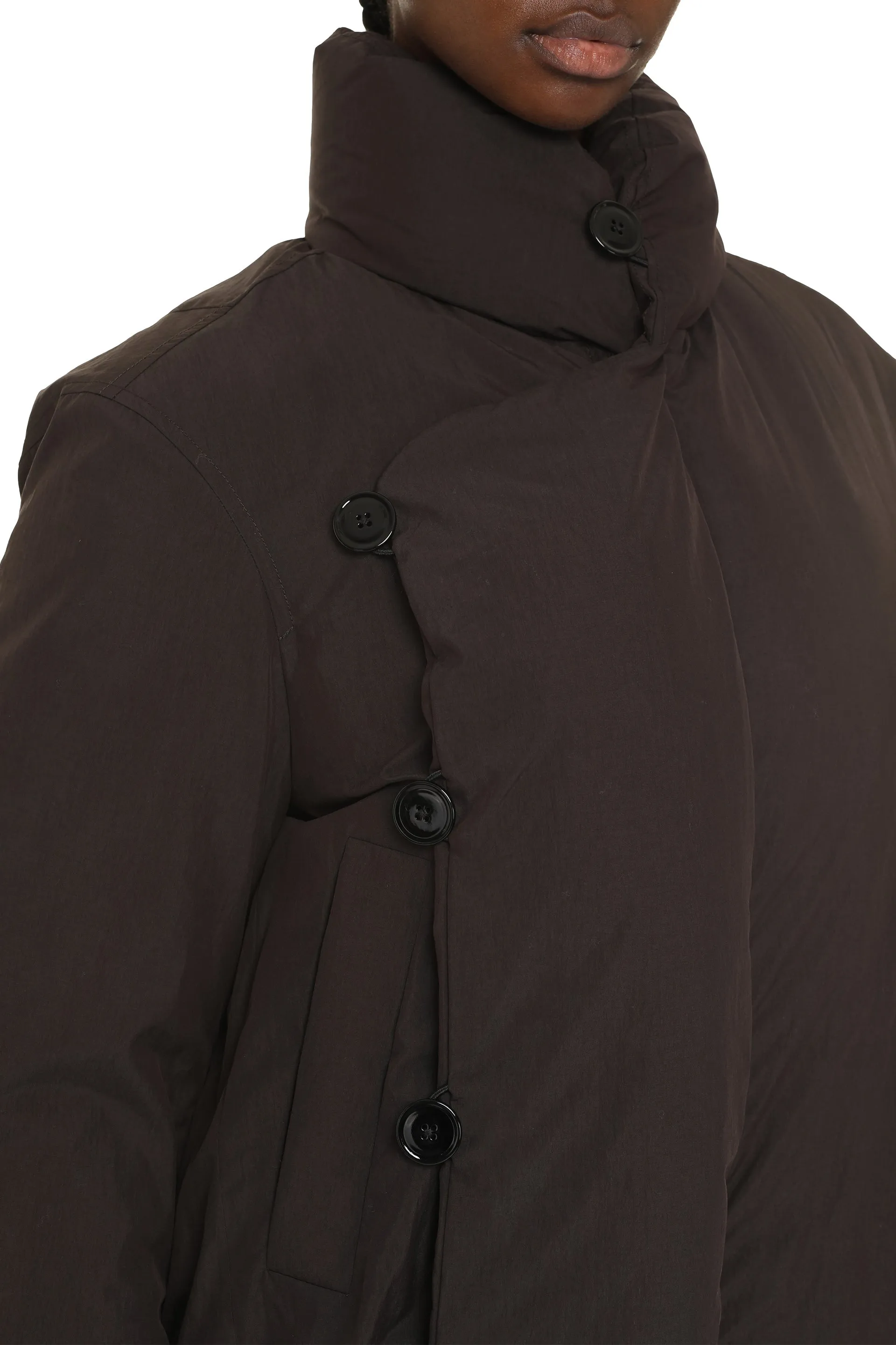 short down jacket Gathered techno fabric down jacket