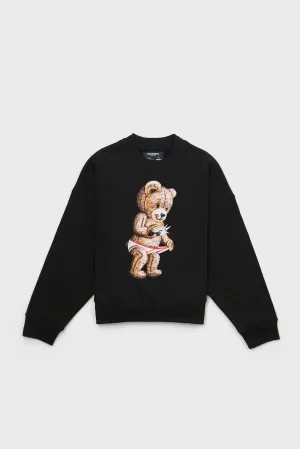 Snap Cropped Sweatshirt Black