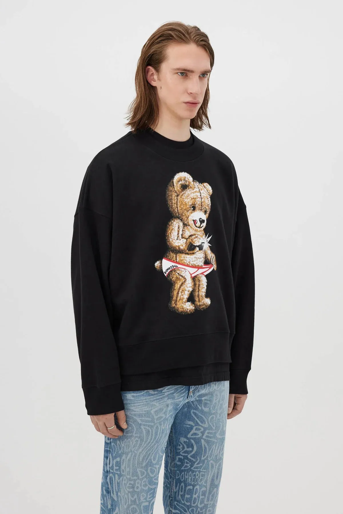 Snap Cropped Sweatshirt Black