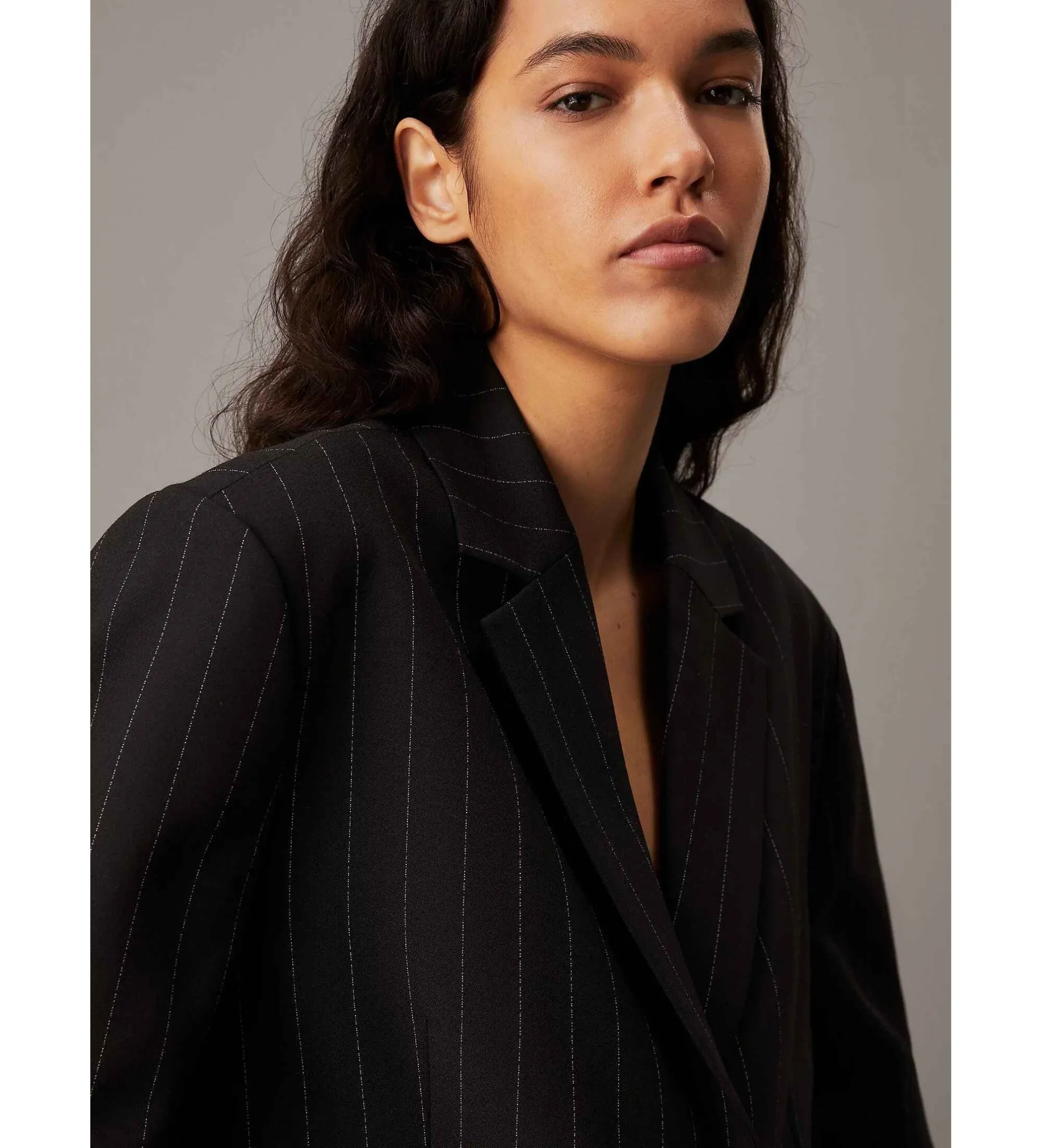 Soft Crepe Pinstripe Blazer