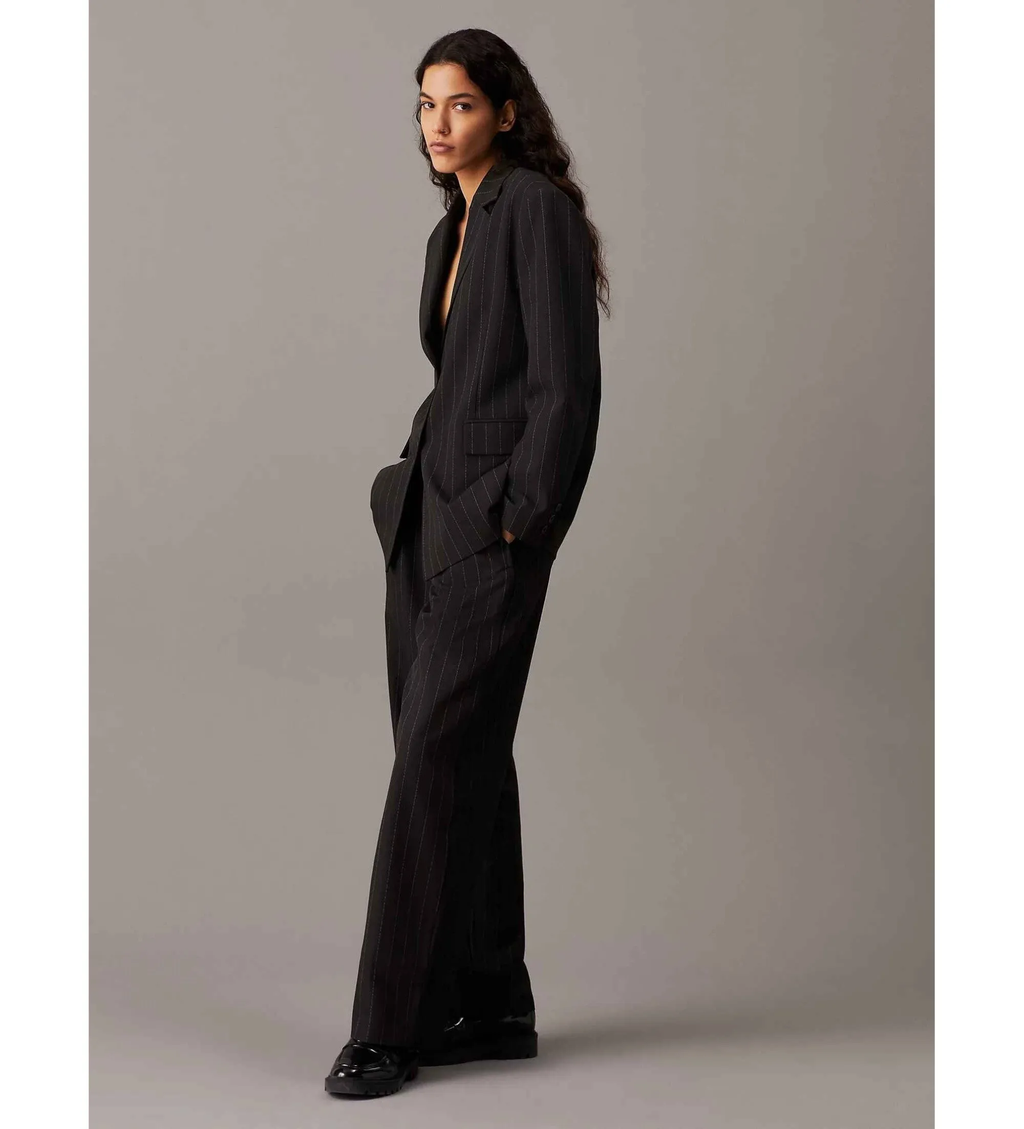 Soft Crepe Pinstripe Blazer