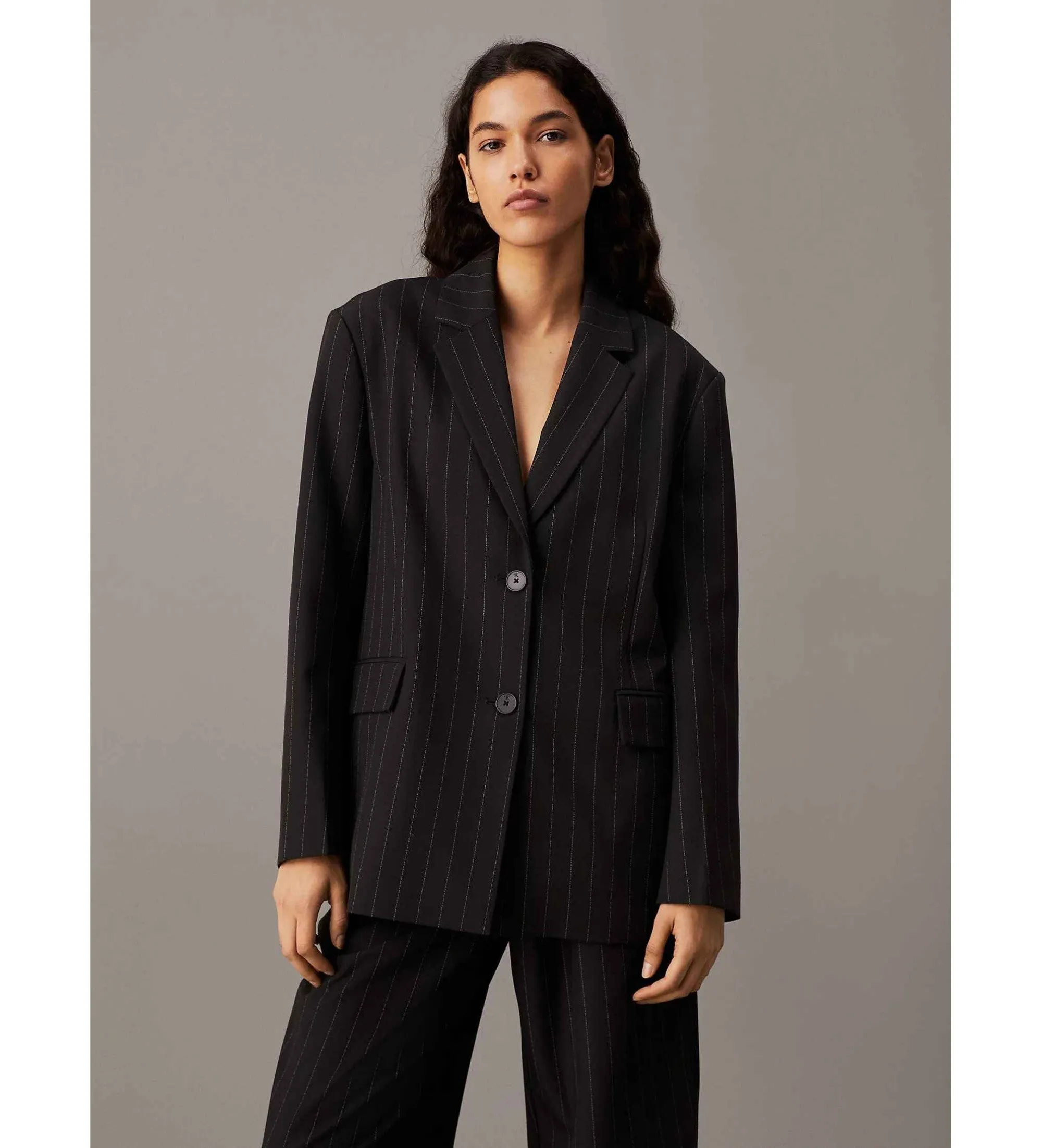 Soft Crepe Pinstripe Blazer
