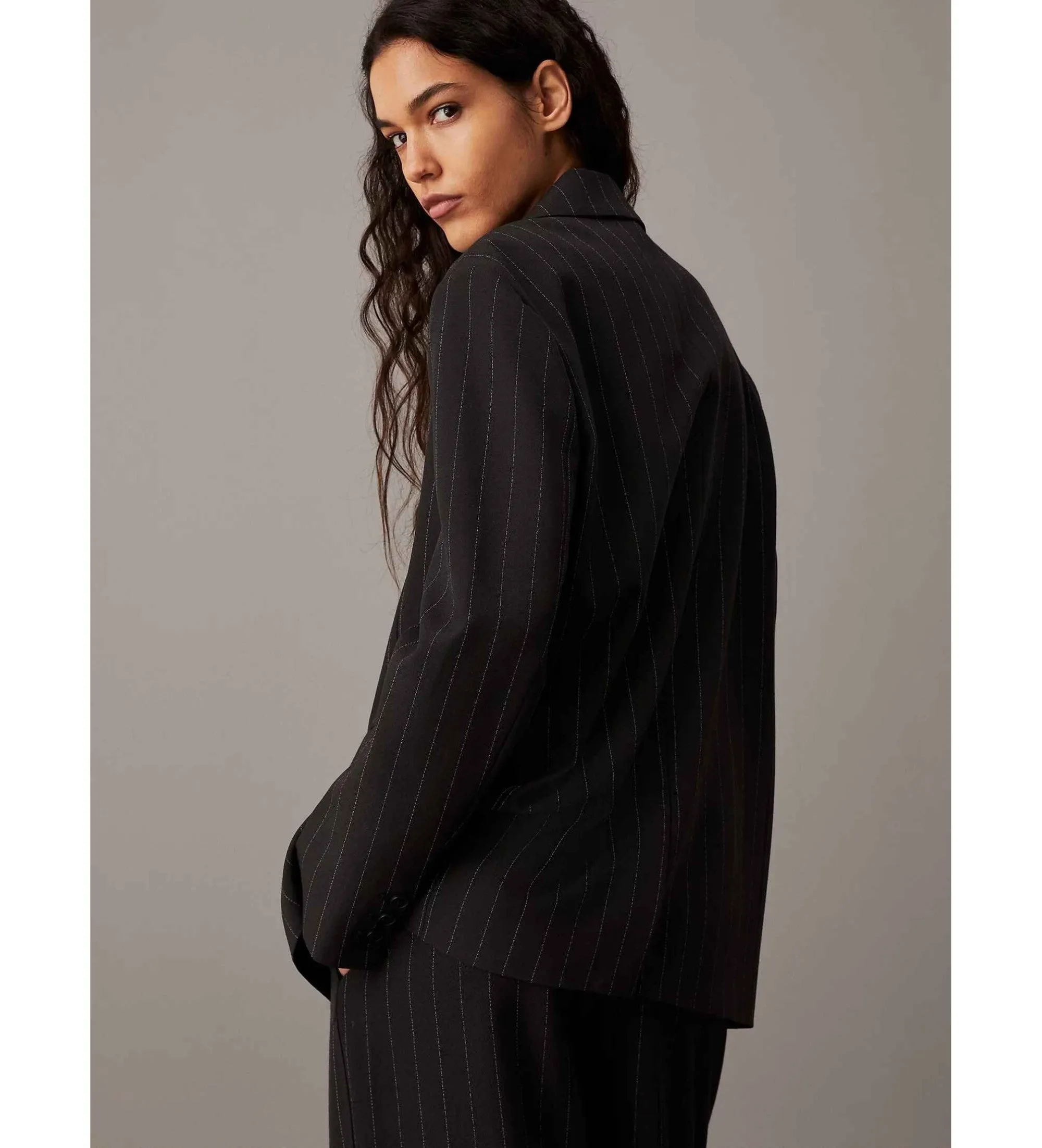 Soft Crepe Pinstripe Blazer