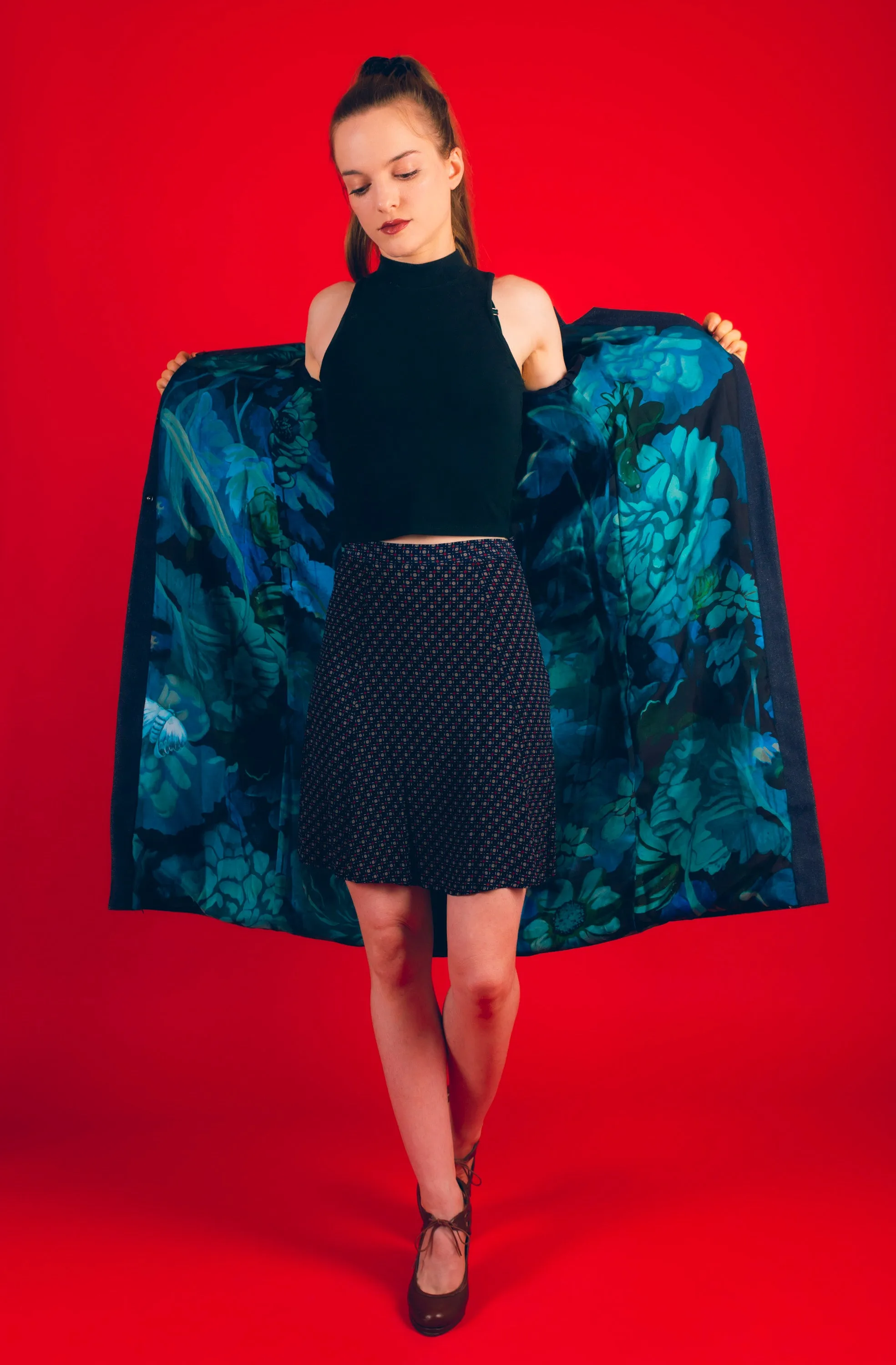 Sorry for Laughing reversible silk wool coat