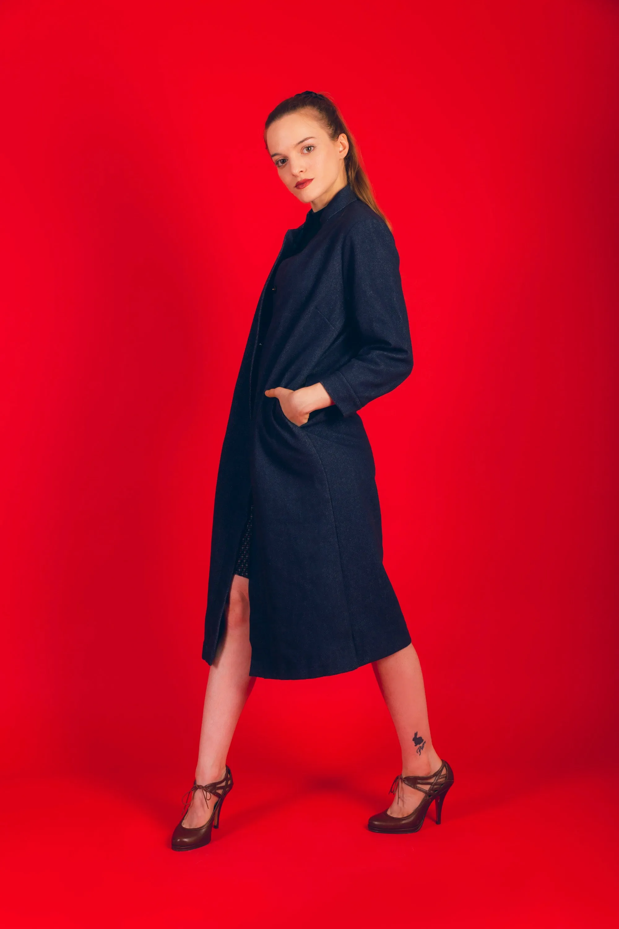 Sorry for Laughing reversible silk wool coat