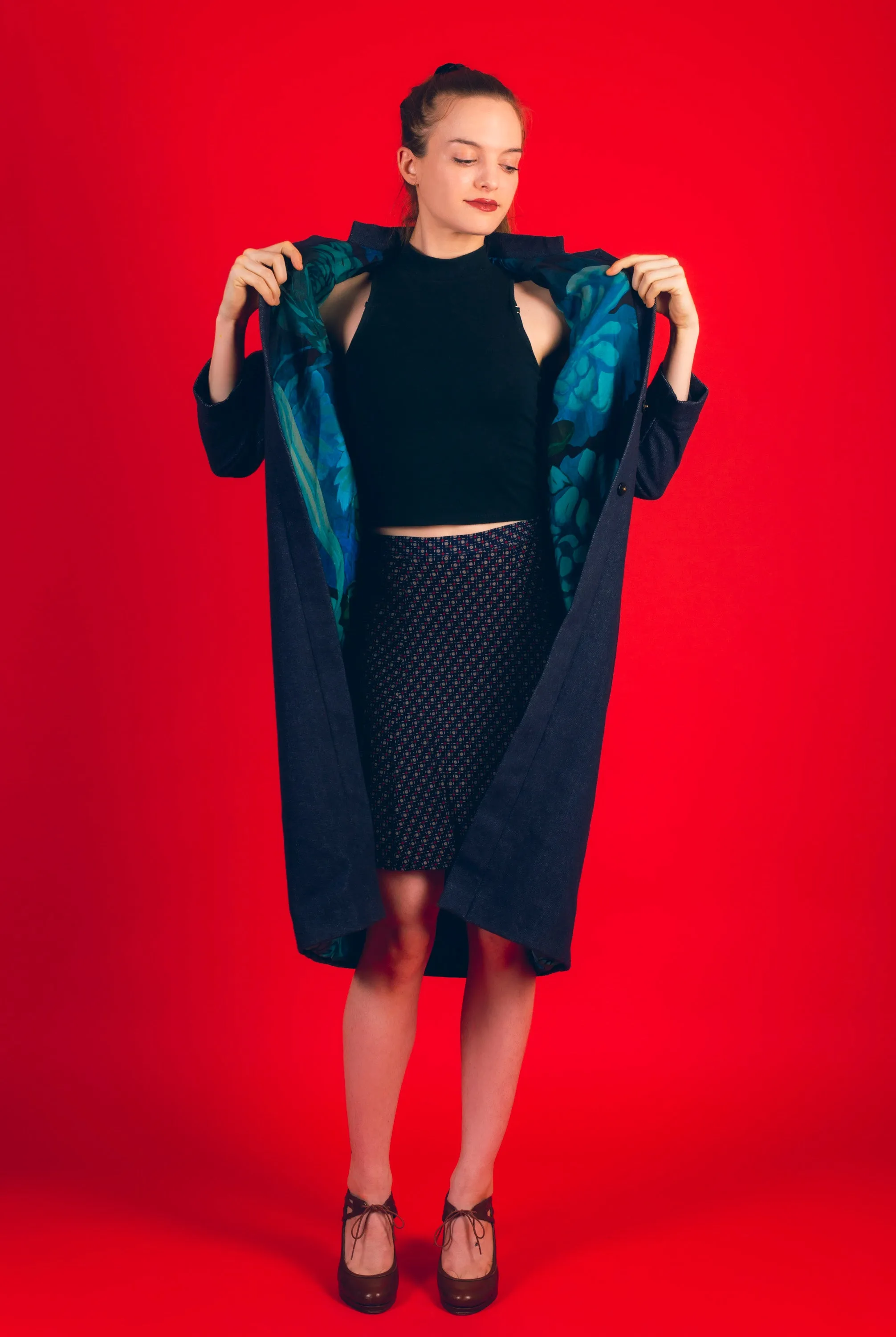 Sorry for Laughing reversible silk wool coat