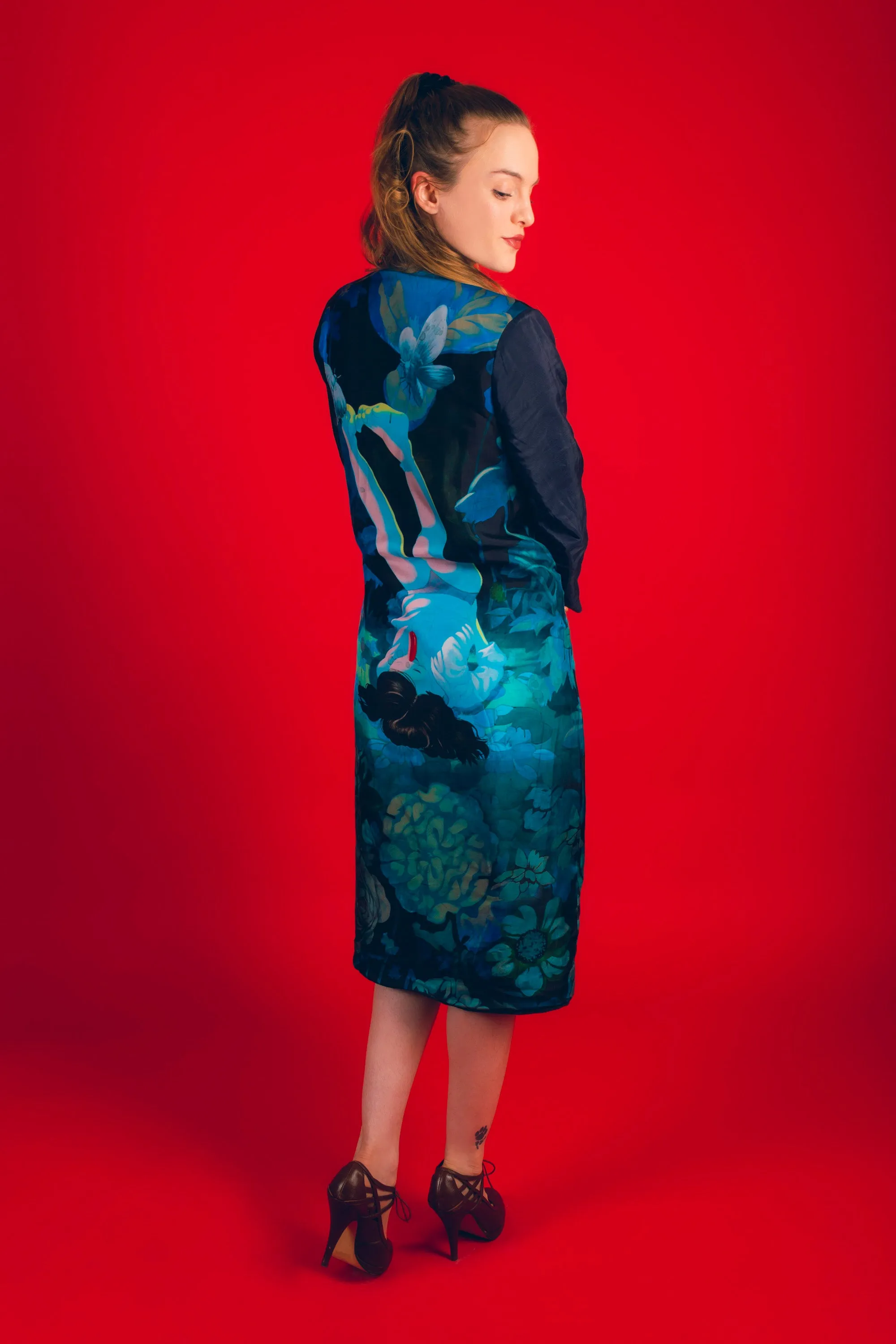 Sorry for Laughing reversible silk wool coat