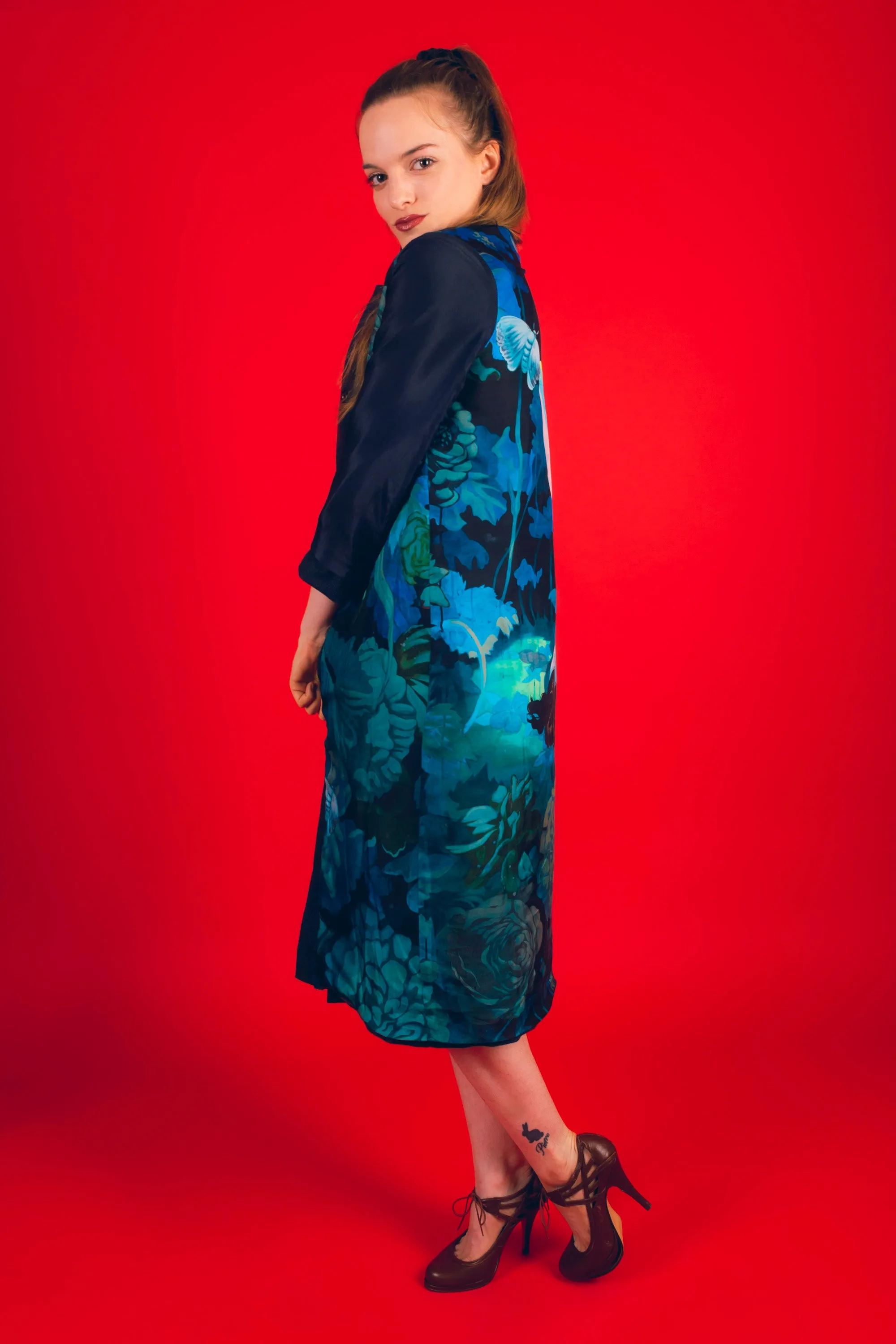 Sorry for Laughing reversible silk wool coat