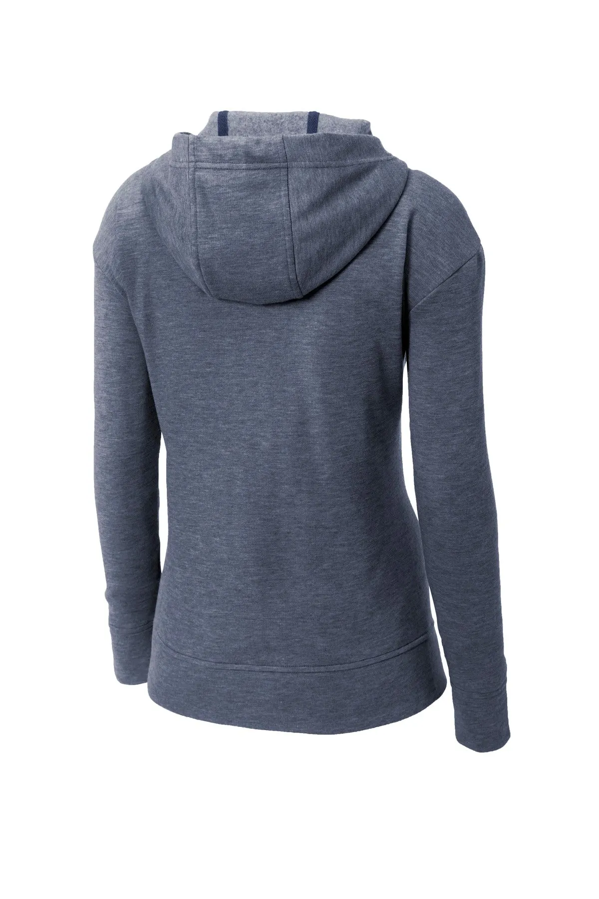 Sport-Tek  Women's PosiCharge  Tri-Blend Wicking Fleece Full-Zip Hooded Jacket LST293 True Navy Heather