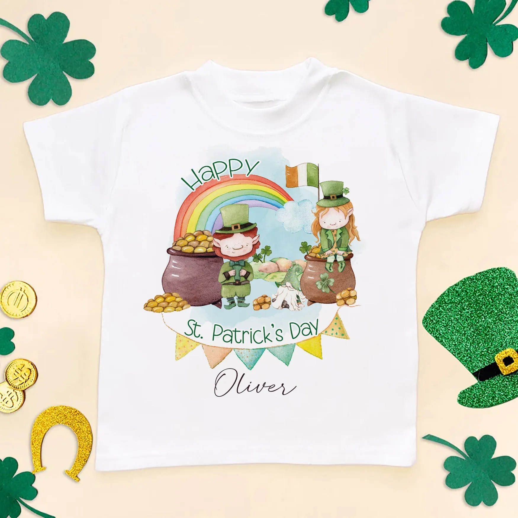 St Patrick's Day Leprechauns Personalised Toddler & Kids T Shirt