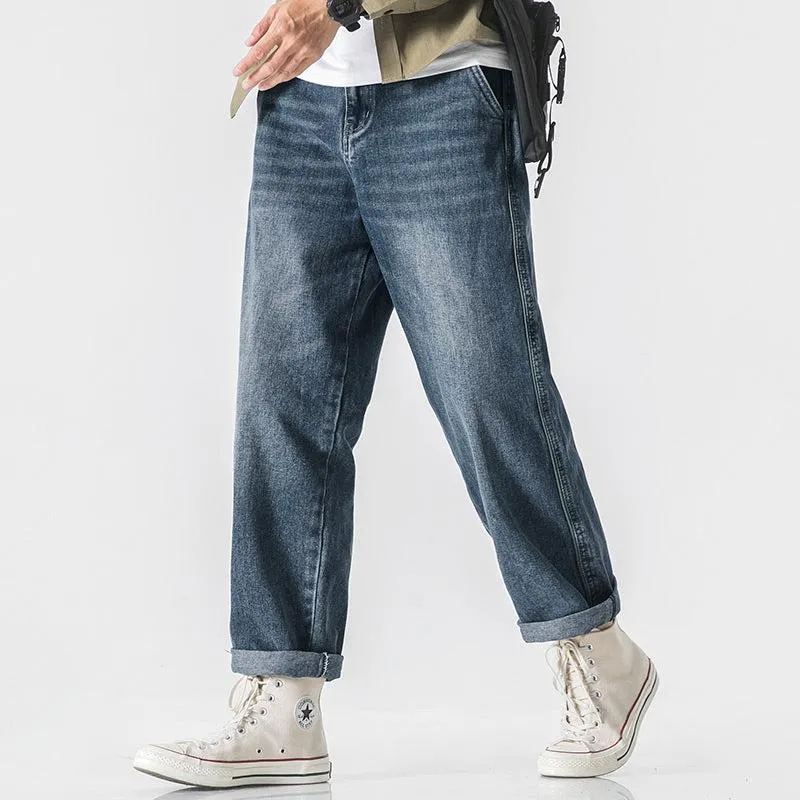 Straight Dark Blue Washed Jeans
