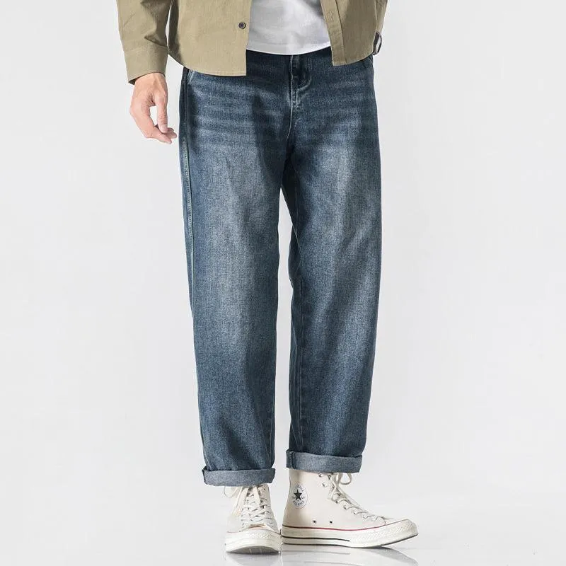 Straight Dark Blue Washed Jeans