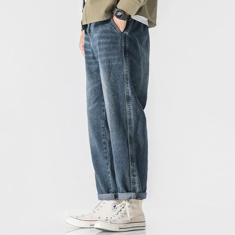Straight Dark Blue Washed Jeans
