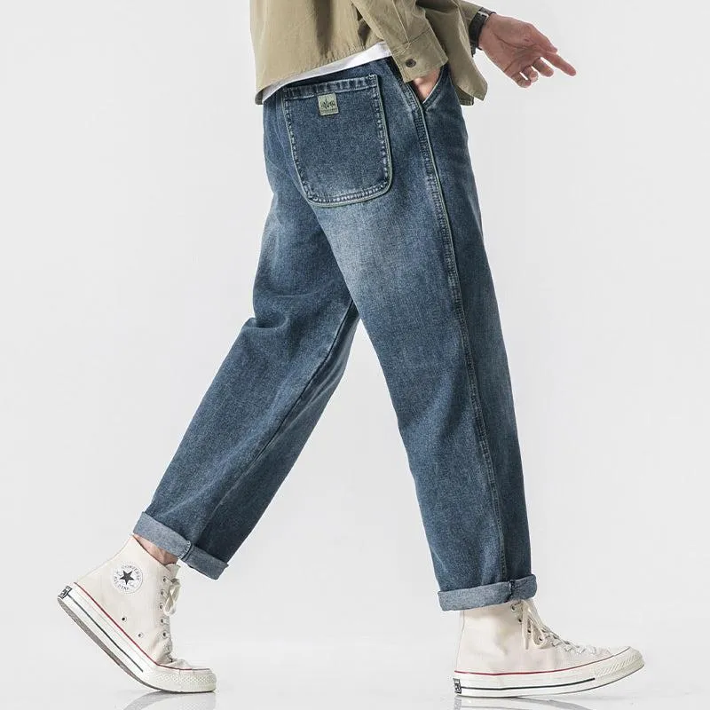 Straight Dark Blue Washed Jeans