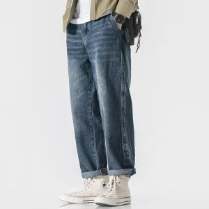 Straight Dark Blue Washed Jeans