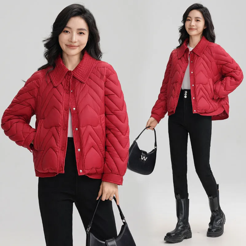Stylish Boxy Fit Solid Color Women's Lightweight Puffer Jacket