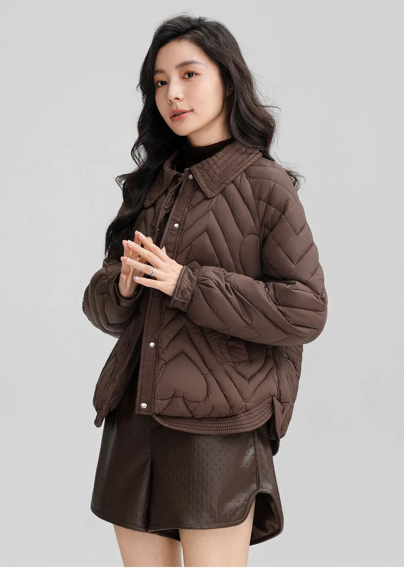 Stylish Boxy Fit Solid Color Women's Lightweight Puffer Jacket