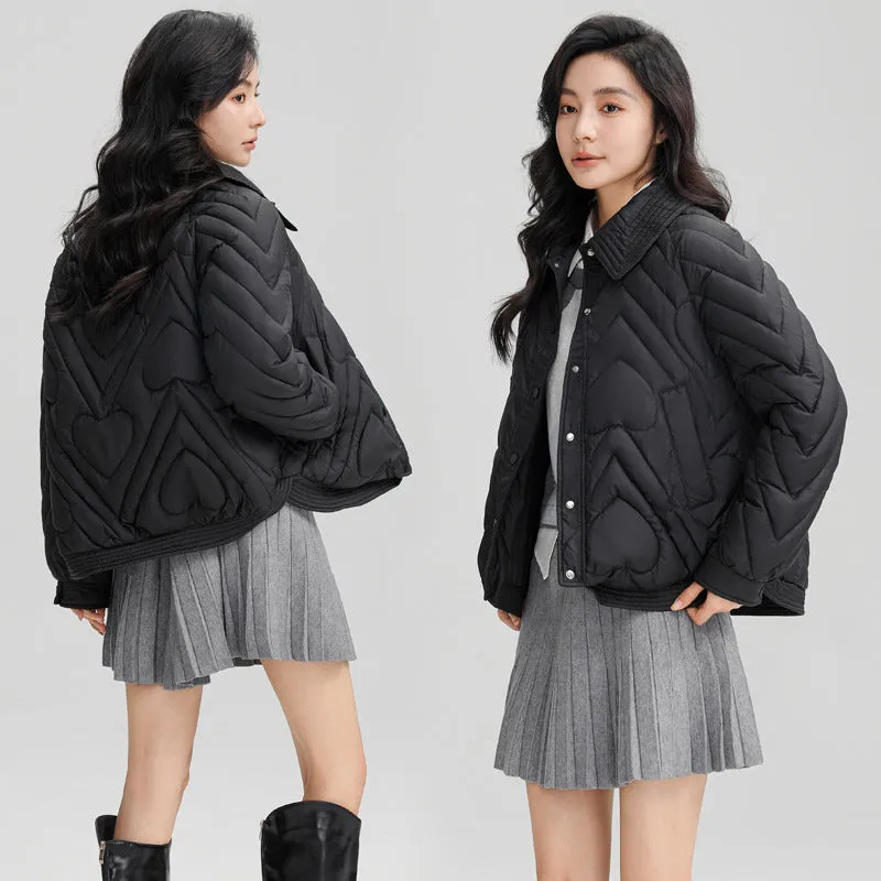 Stylish Boxy Fit Solid Color Women's Lightweight Puffer Jacket