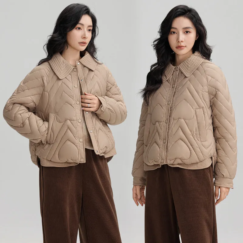 Stylish Boxy Fit Solid Color Women's Lightweight Puffer Jacket