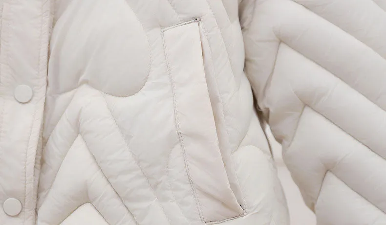 Stylish Boxy Fit Solid Color Women's Lightweight Puffer Jacket